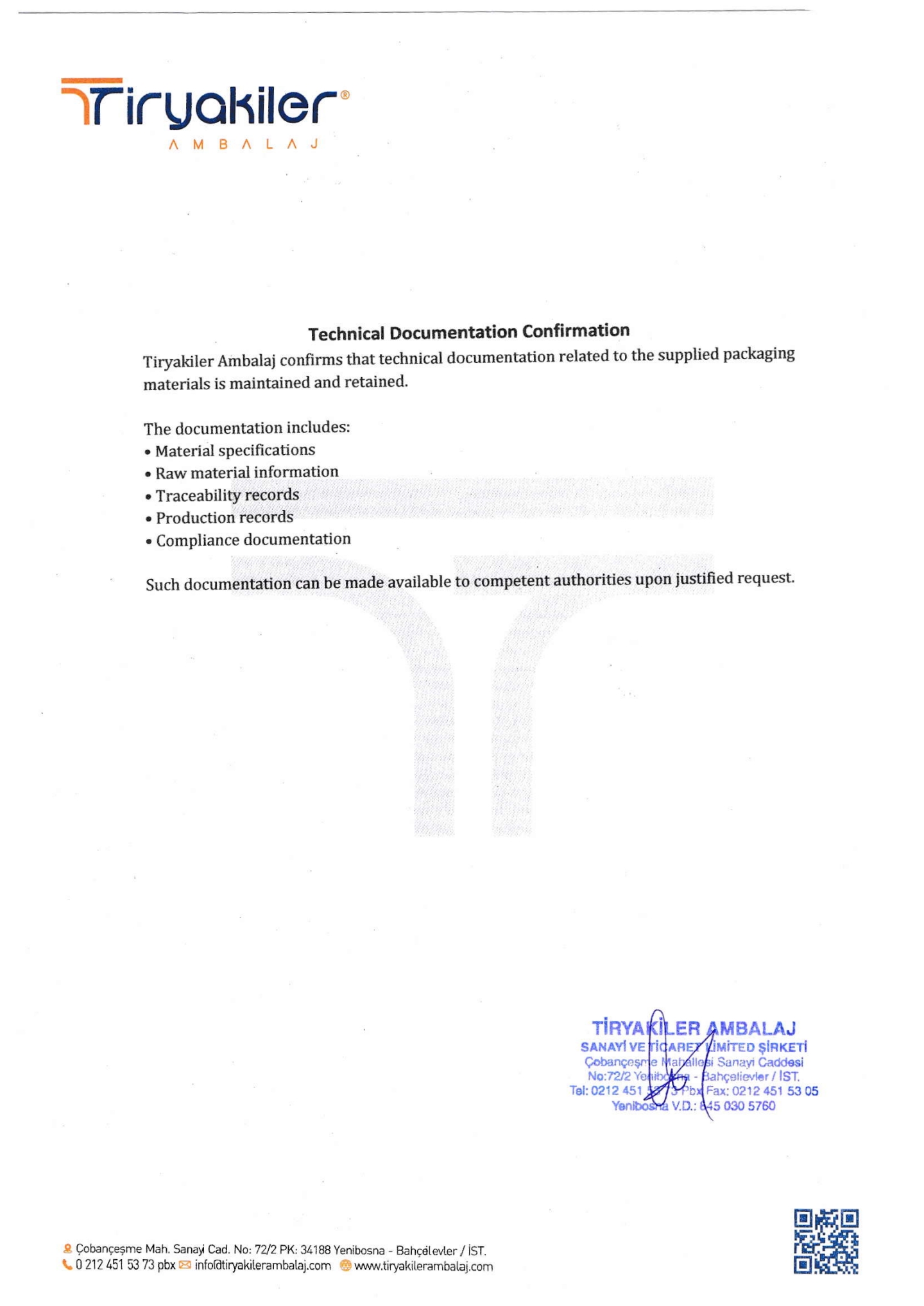 Technical Documentation Confirmation